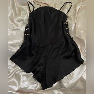 Honey Birdette Black Satin with Gold Details